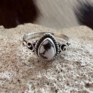❤️ Wild Horse Jasper Magnesite Navajo Southwestern  Sterling Silver Ring Size 8